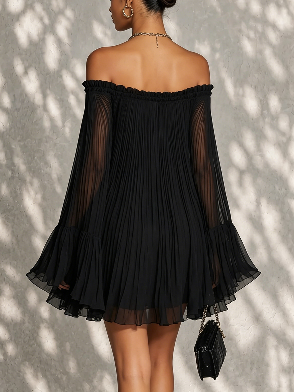 Vestido corto Mila de hombros descubiertos con mangas vaporosas