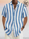 Camisa clásica casual de algodón y lino de manga corta