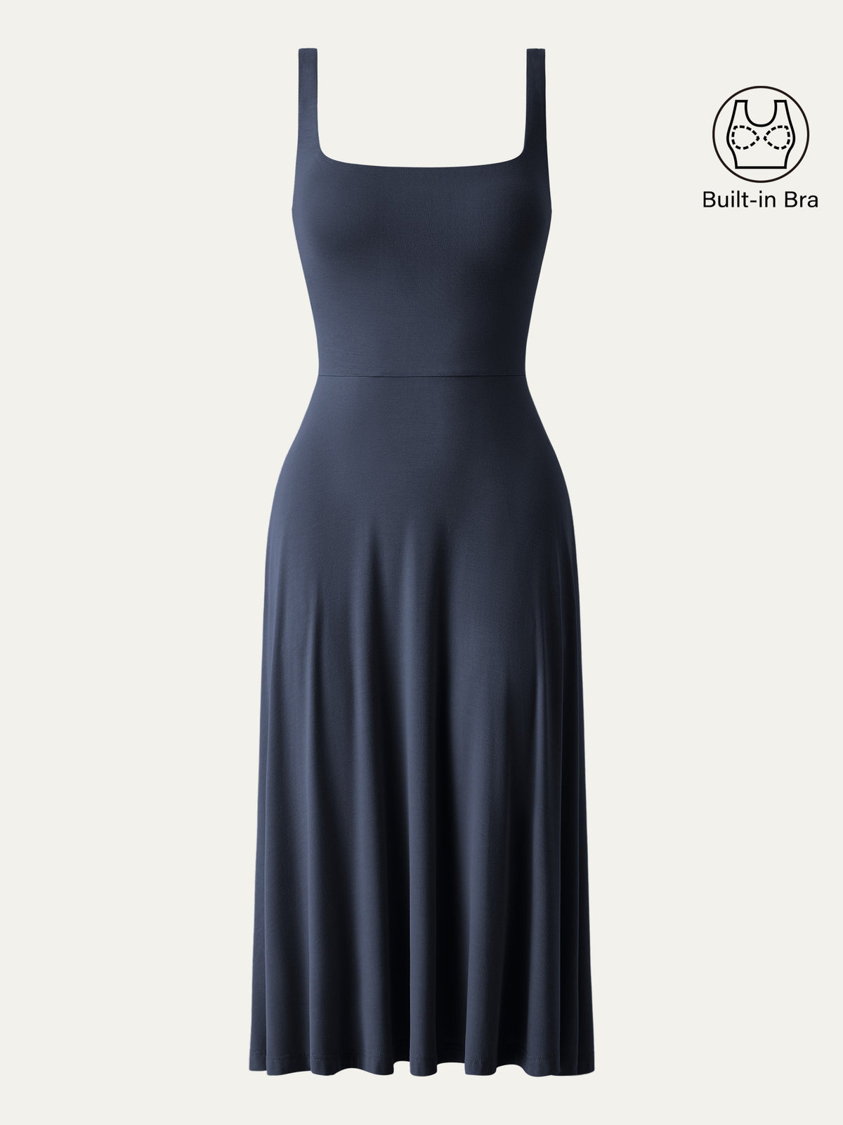 Vestido brami midi vaporoso de cuello cuadrado