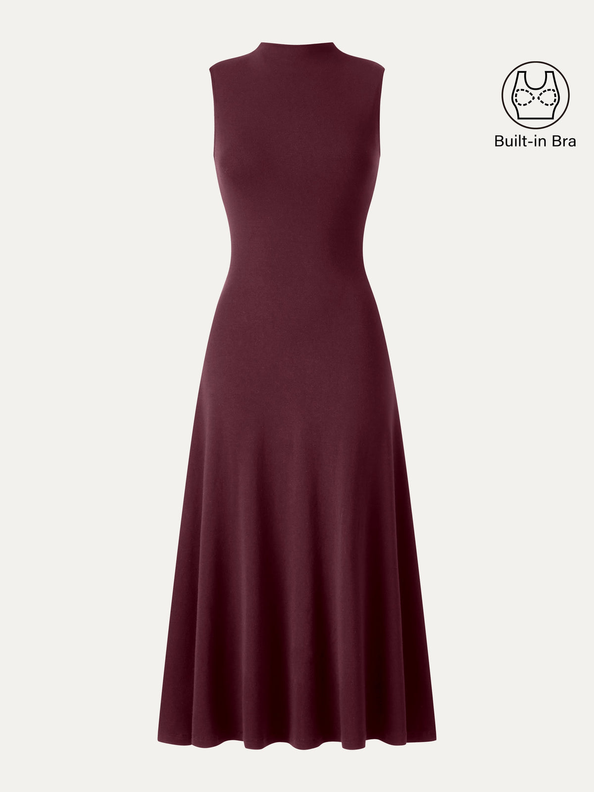 Vestido brami midi línea A de cuello alto sin mangas