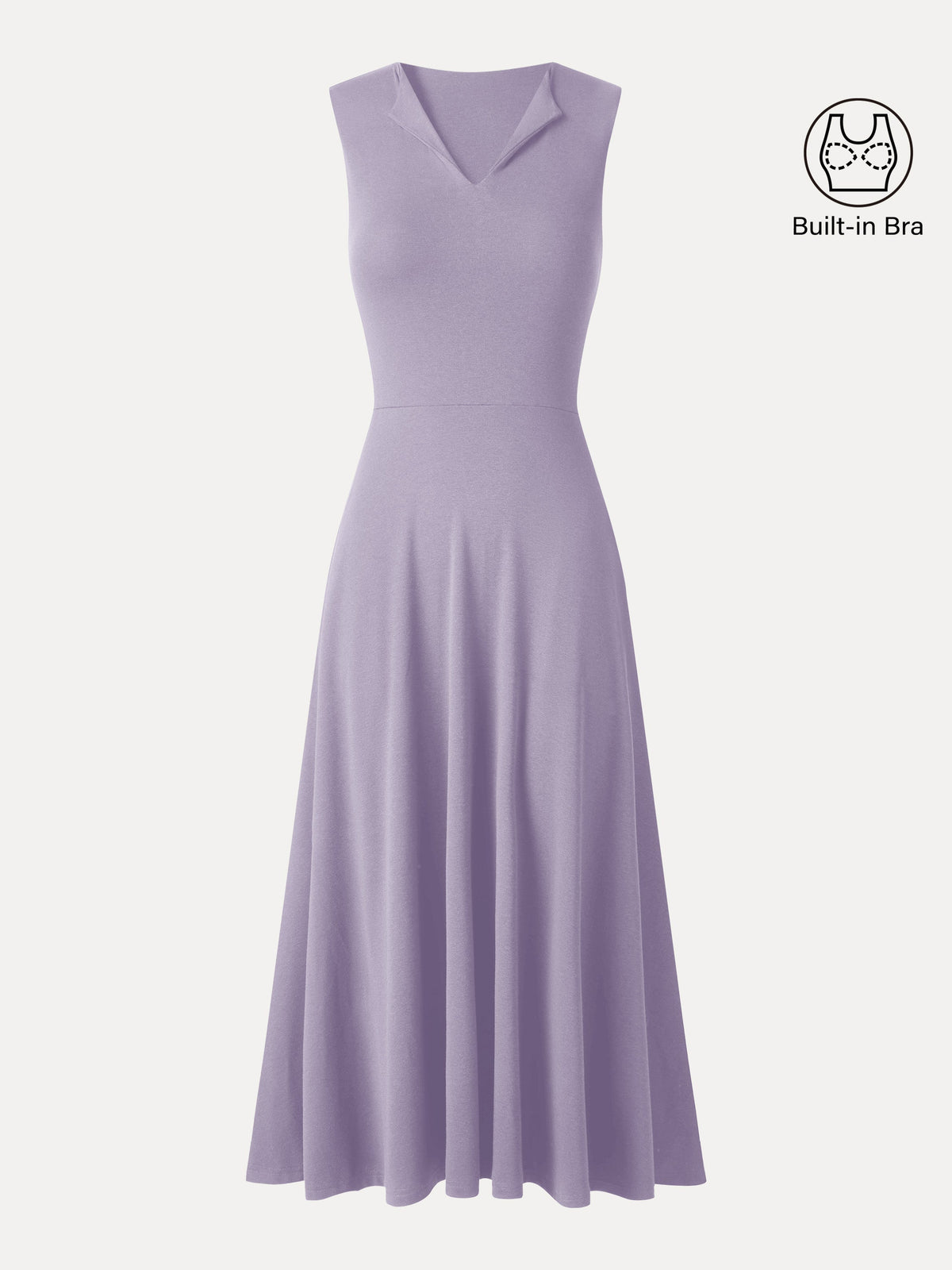 Vestido midi brami acanalado de cuello en V y línea A