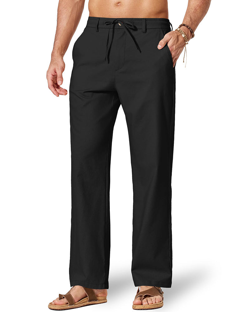 Pantalón cómodo de algodón y lino