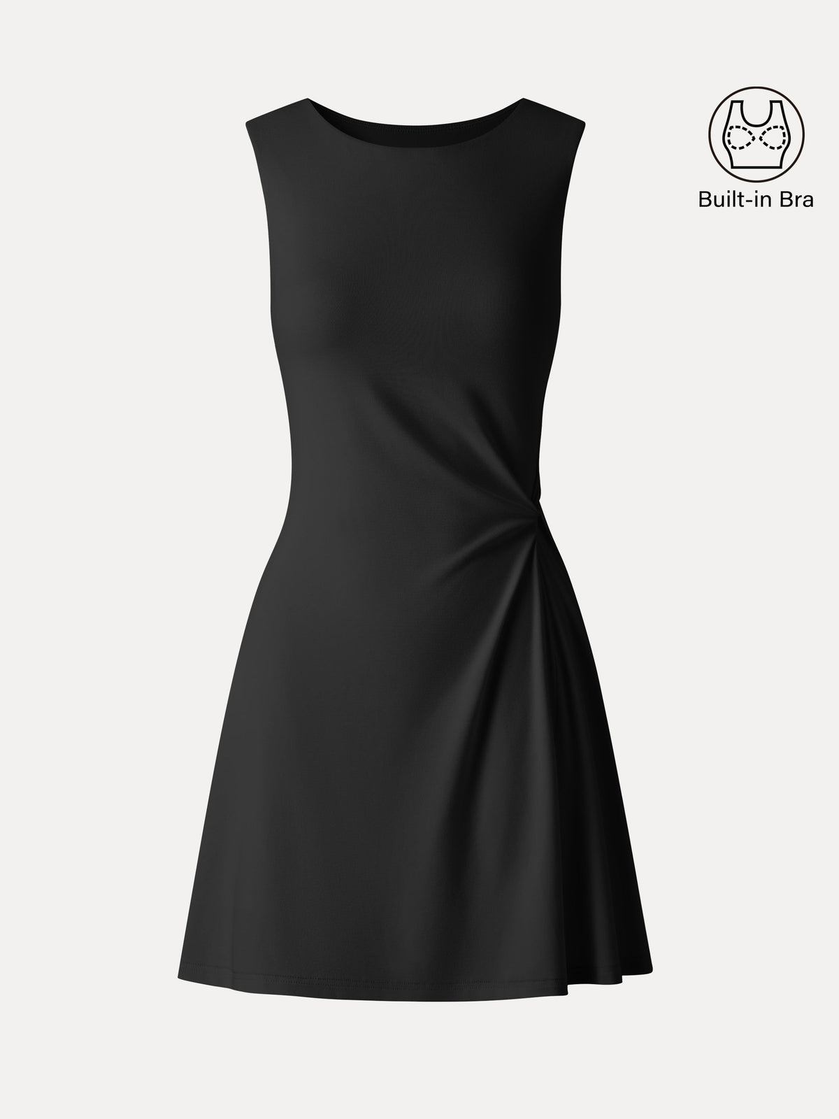 Vestido brami mini de cuello redondo canalé con torsión lateral