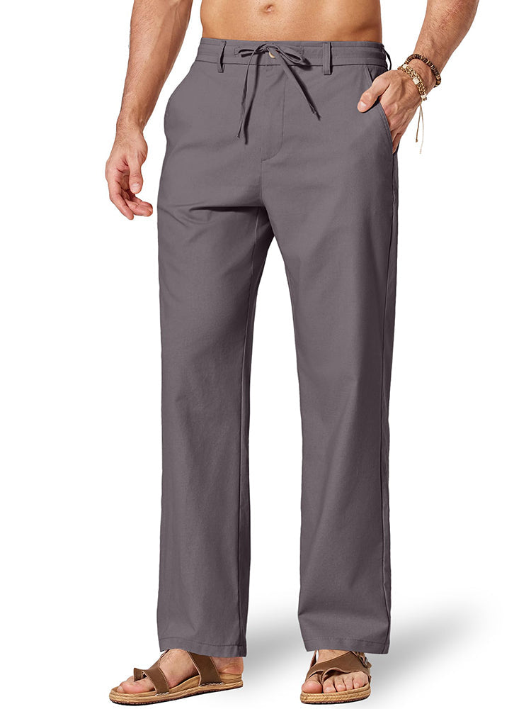 Pantalón cómodo de algodón y lino