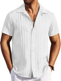 Camisa texturizada de playa de manga corta