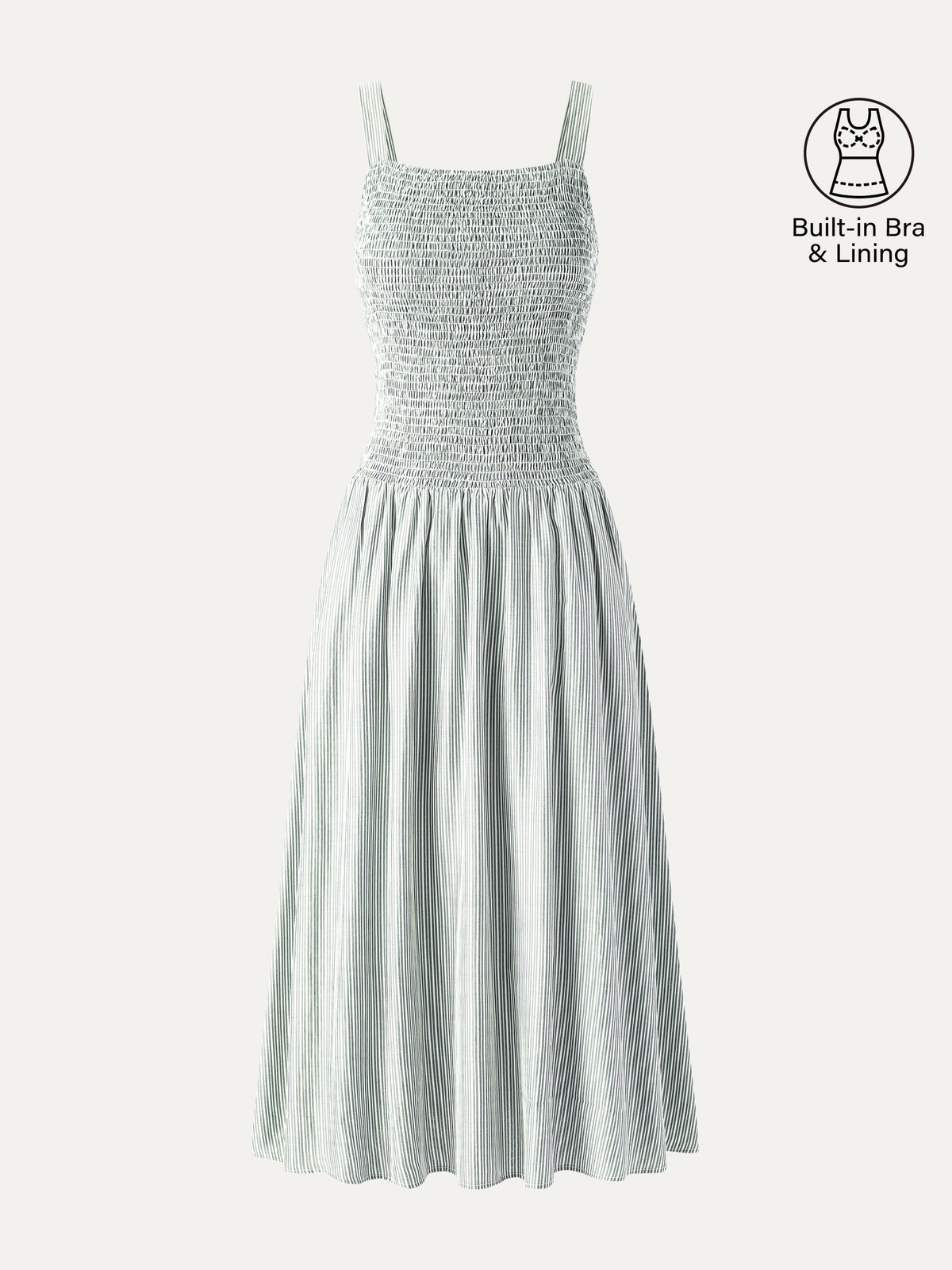 Vestido midi brami de popelín a rayas con espalda abierta