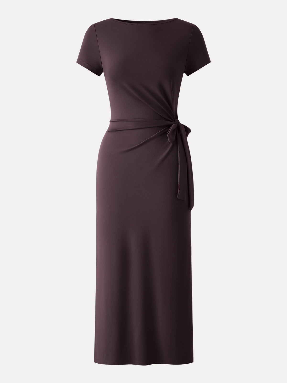 Vestido midi con lazo lateral en la cintura y abertura