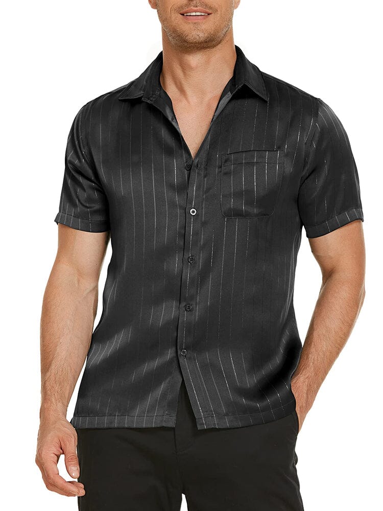 Camisa de satén sedoso de manga corta