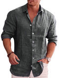 Camisa casual clásica de botones de lino