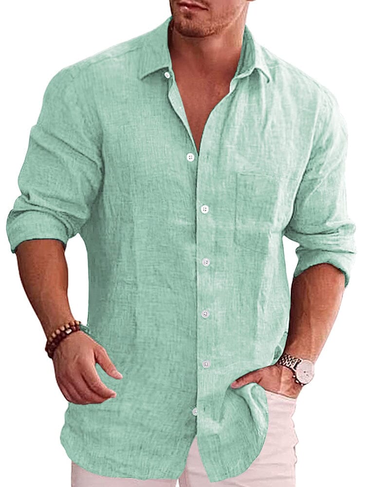 Camisa casual clásica de botones de lino