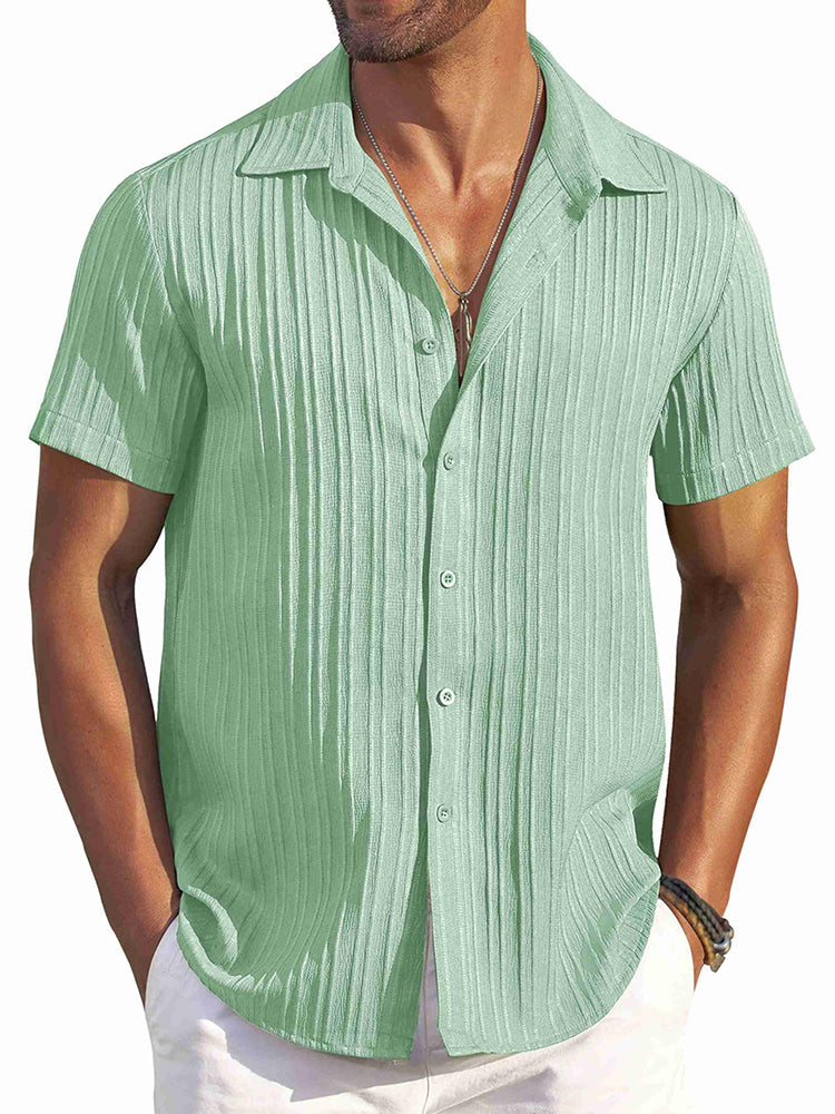Camisa texturizada de playa de manga corta
