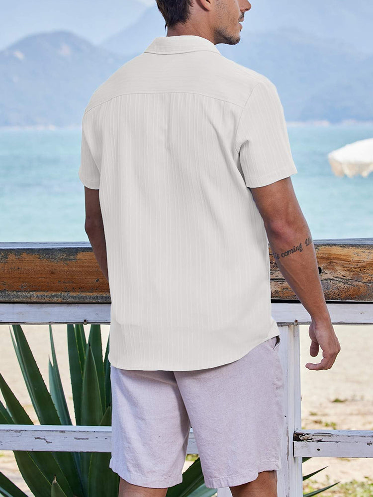 Camisa texturizada de playa de manga corta