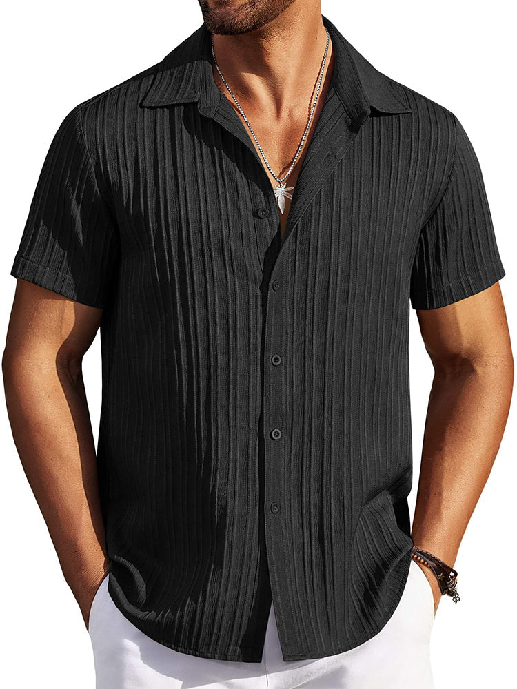 Camisa texturizada de playa de manga corta