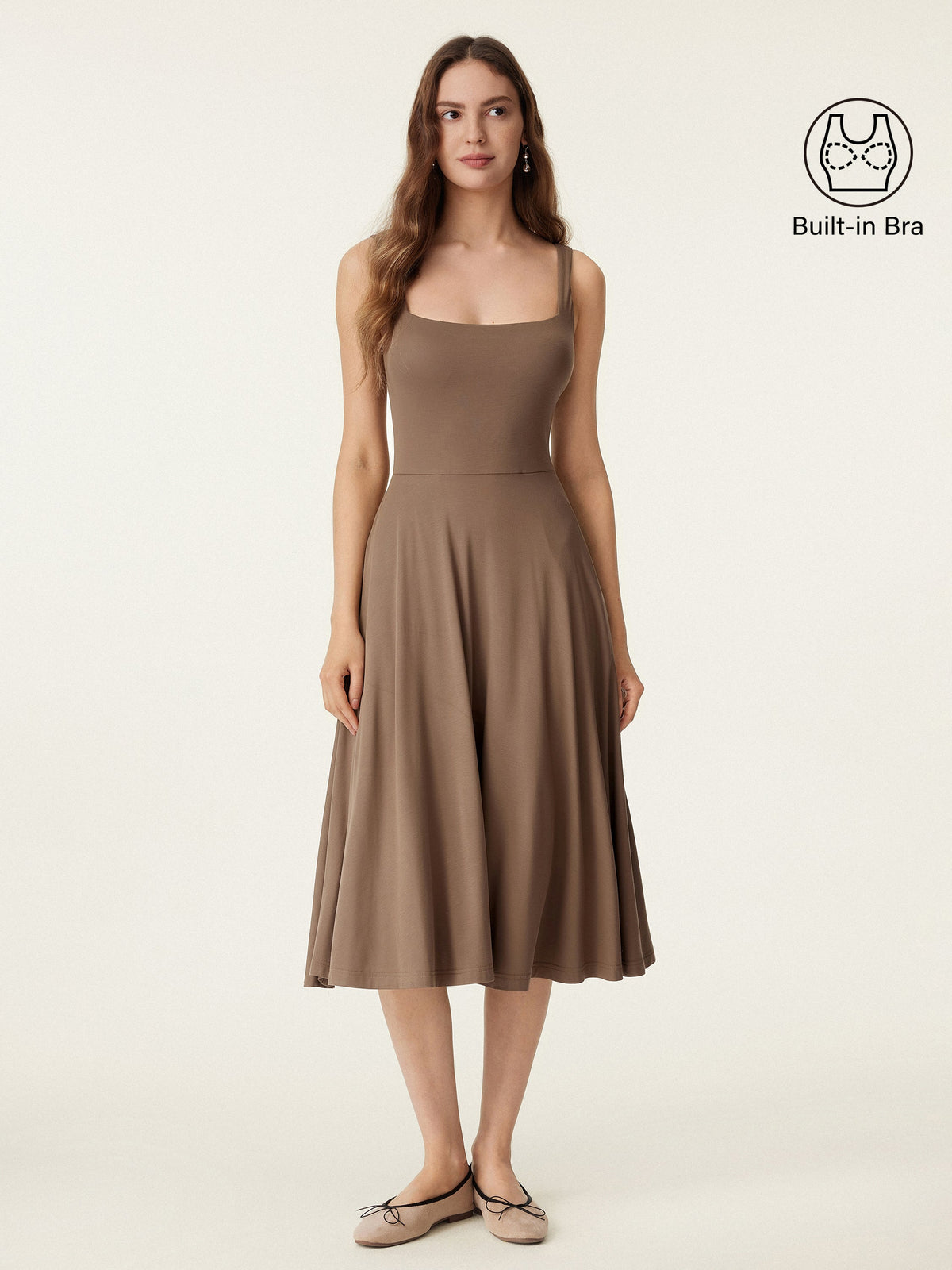 Vestido brami midi vaporoso de cuello cuadrado