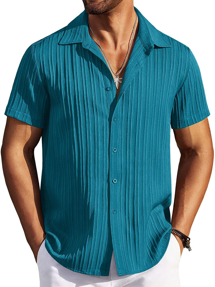 Camisa texturizada de playa de manga corta