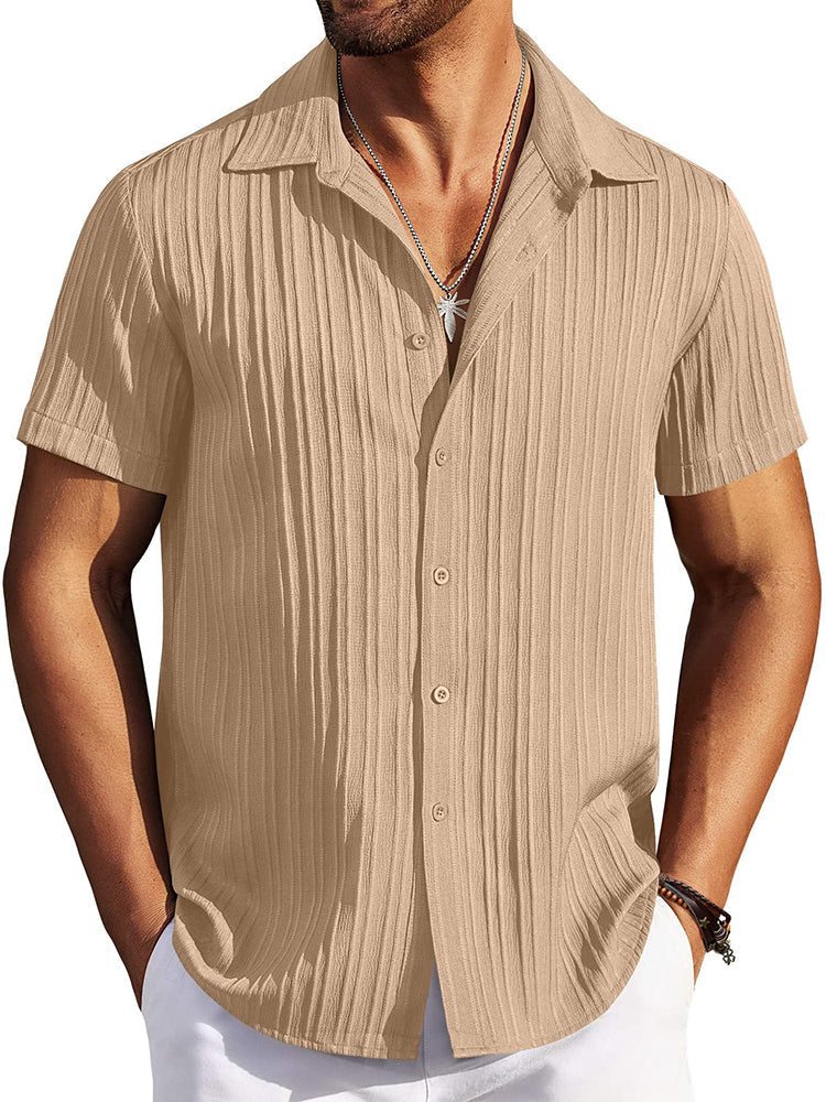 Camisa texturizada de playa de manga corta