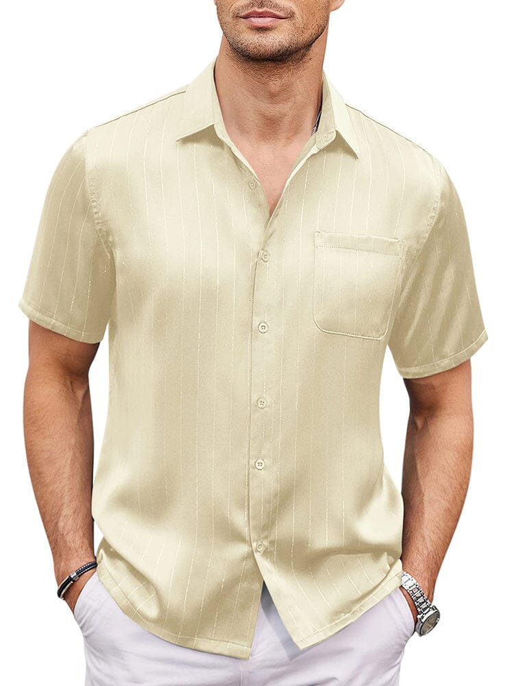 Camisa de satén sedoso de manga corta