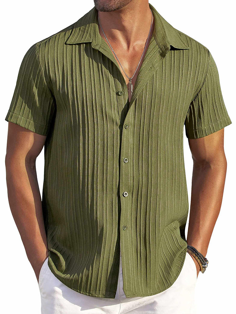 Camisa texturizada de playa de manga corta