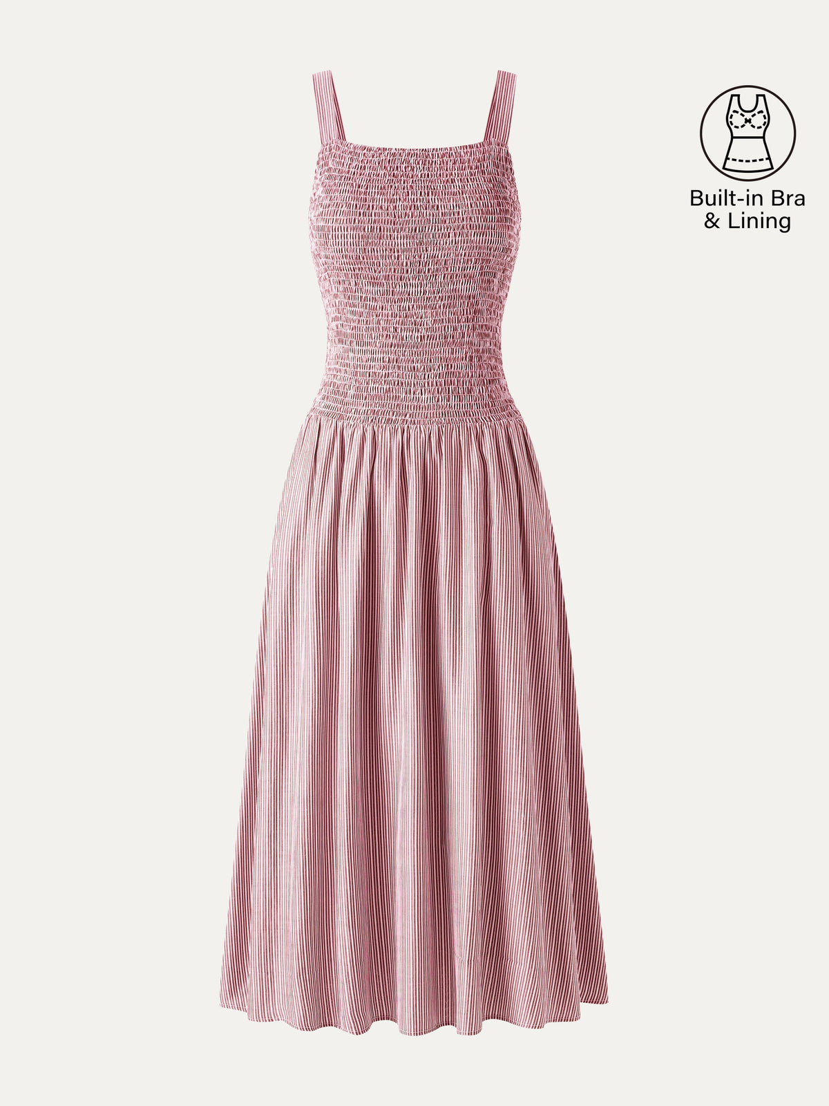 Vestido midi brami de popelín a rayas con espalda abierta