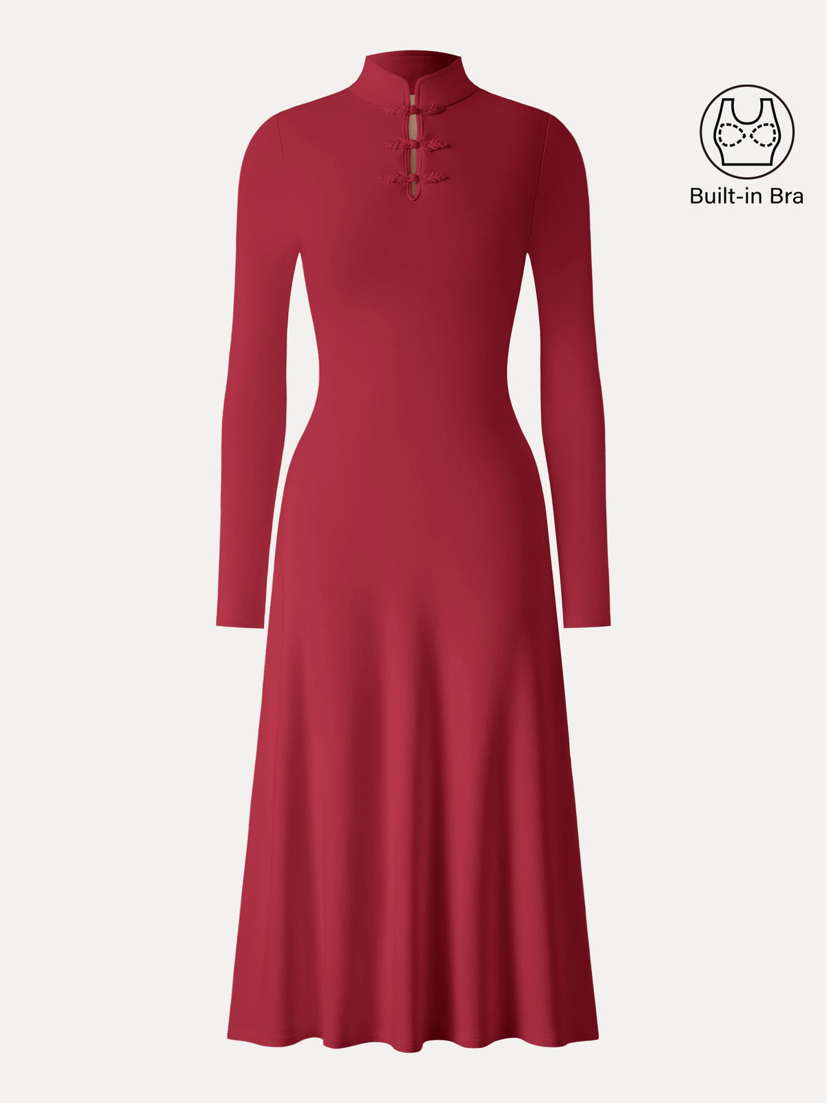 Vestido brami midi de cuello mao con botones de bola, edición limitada