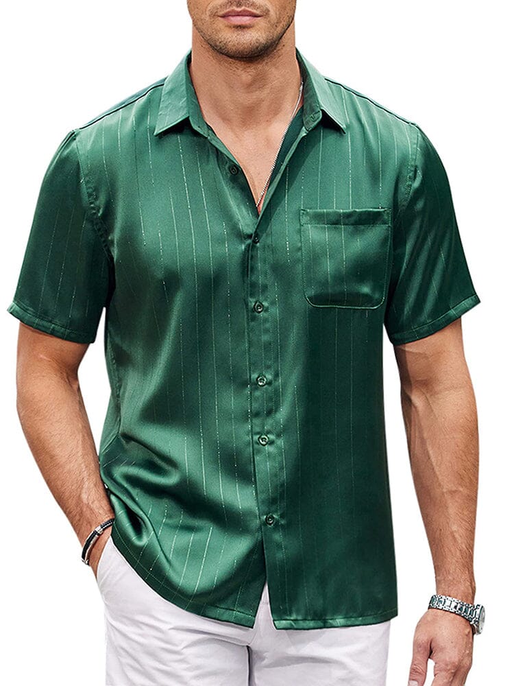 Camisa de satén sedoso de manga corta