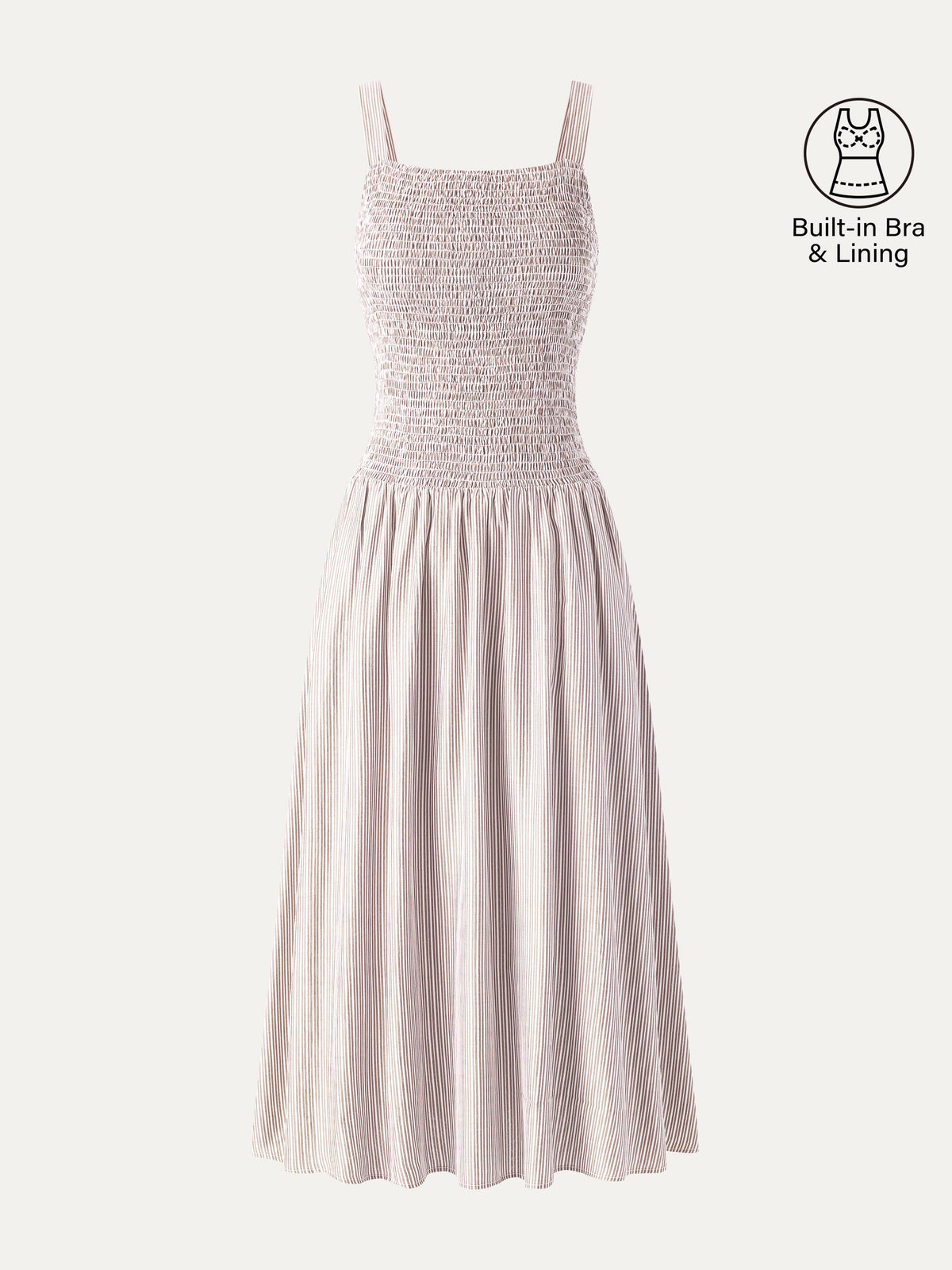 Vestido midi brami de popelín a rayas con espalda abierta