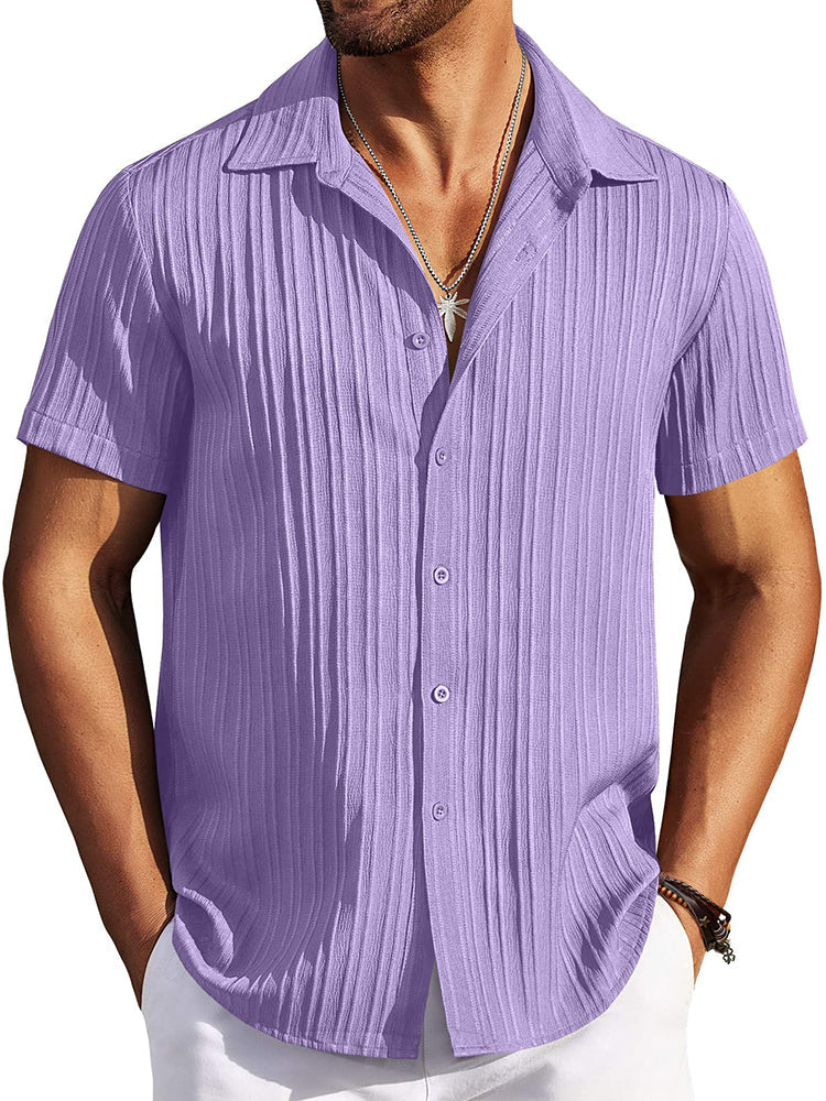 Camisa texturizada de playa de manga corta