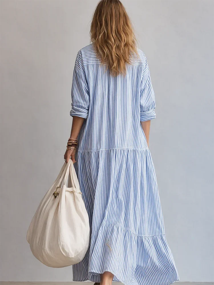 Vestido maxi Harper de rayas y lino