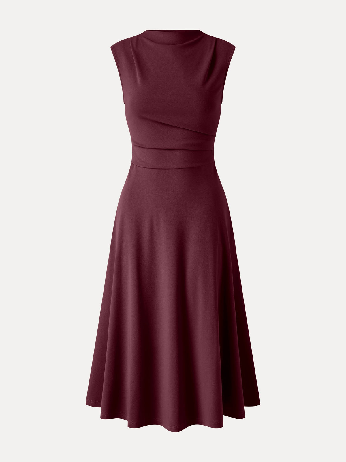 Vestido midi de cuello alto sin mangas con pinzas