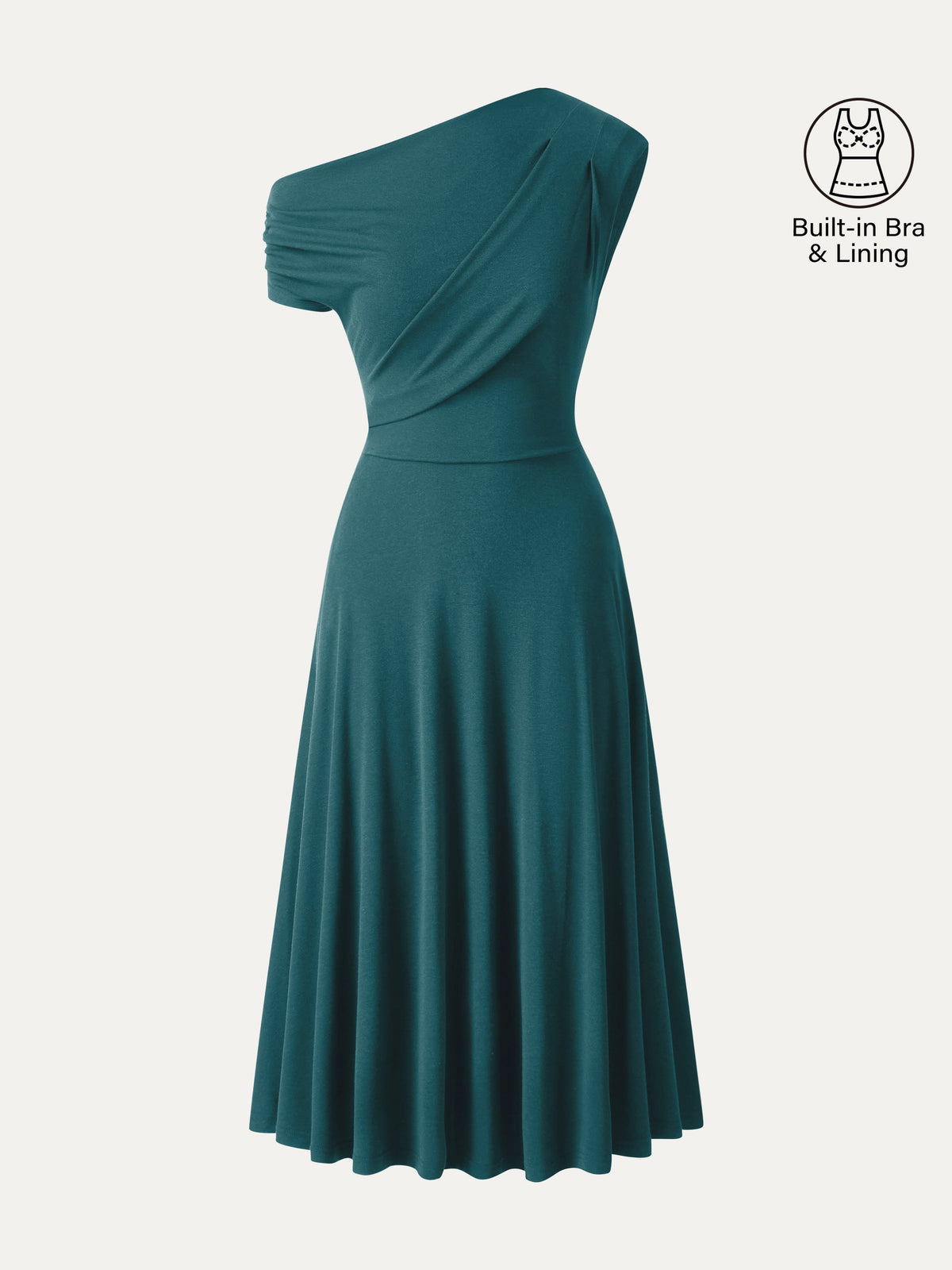 Vestido brami midi de hombro asimétrico con bolsillos