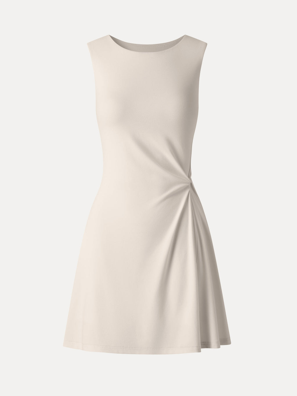 Vestido brami mini de cuello redondo canalé con torsión lateral