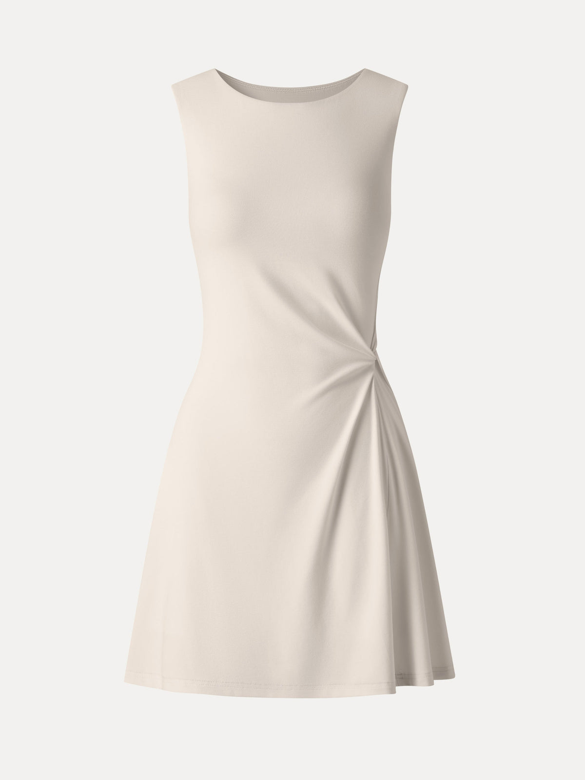 Vestido brami mini de cuello redondo canalé con torsión lateral