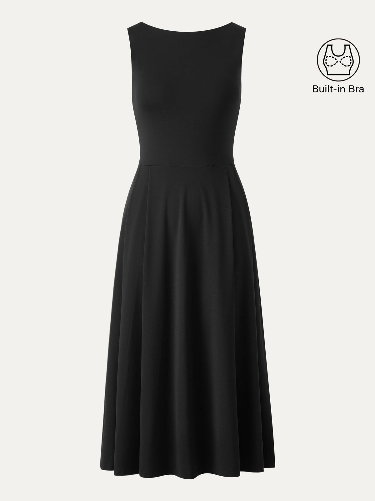 Vestido midi brami de cuello barco en punto de bambú