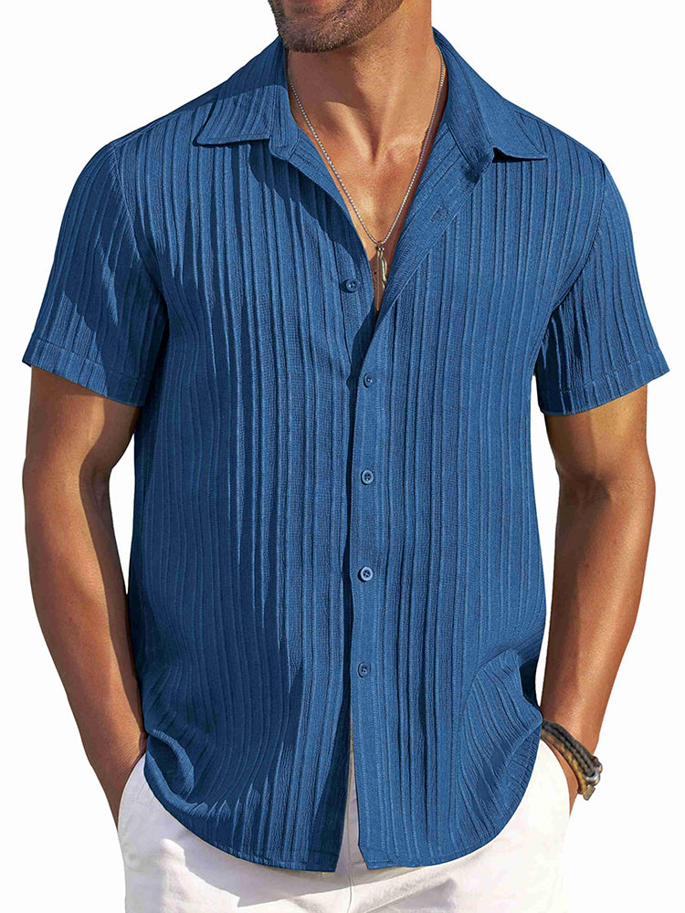 Camisa texturizada de playa de manga corta