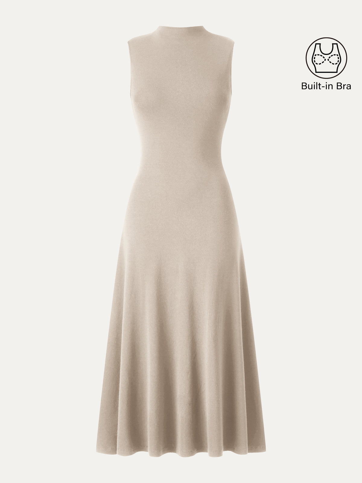 Vestido brami midi línea A de cuello alto sin mangas