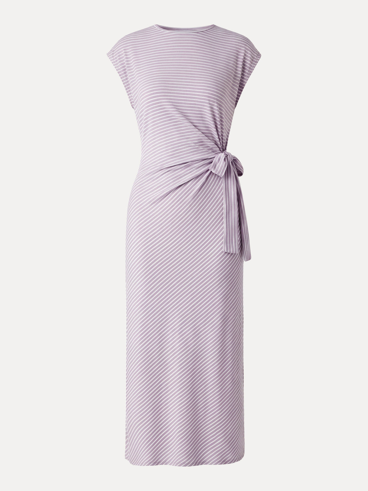 Vestido midi de rayas relajado con lazo ajustable