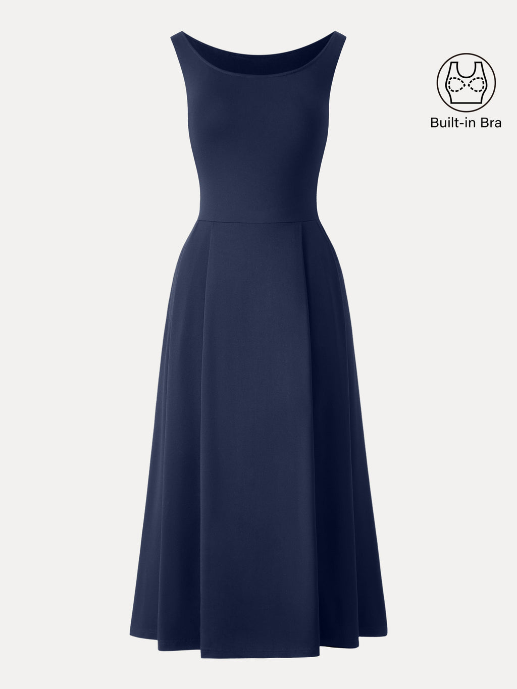 Vestido brami midi de cuello barco con bolsillos