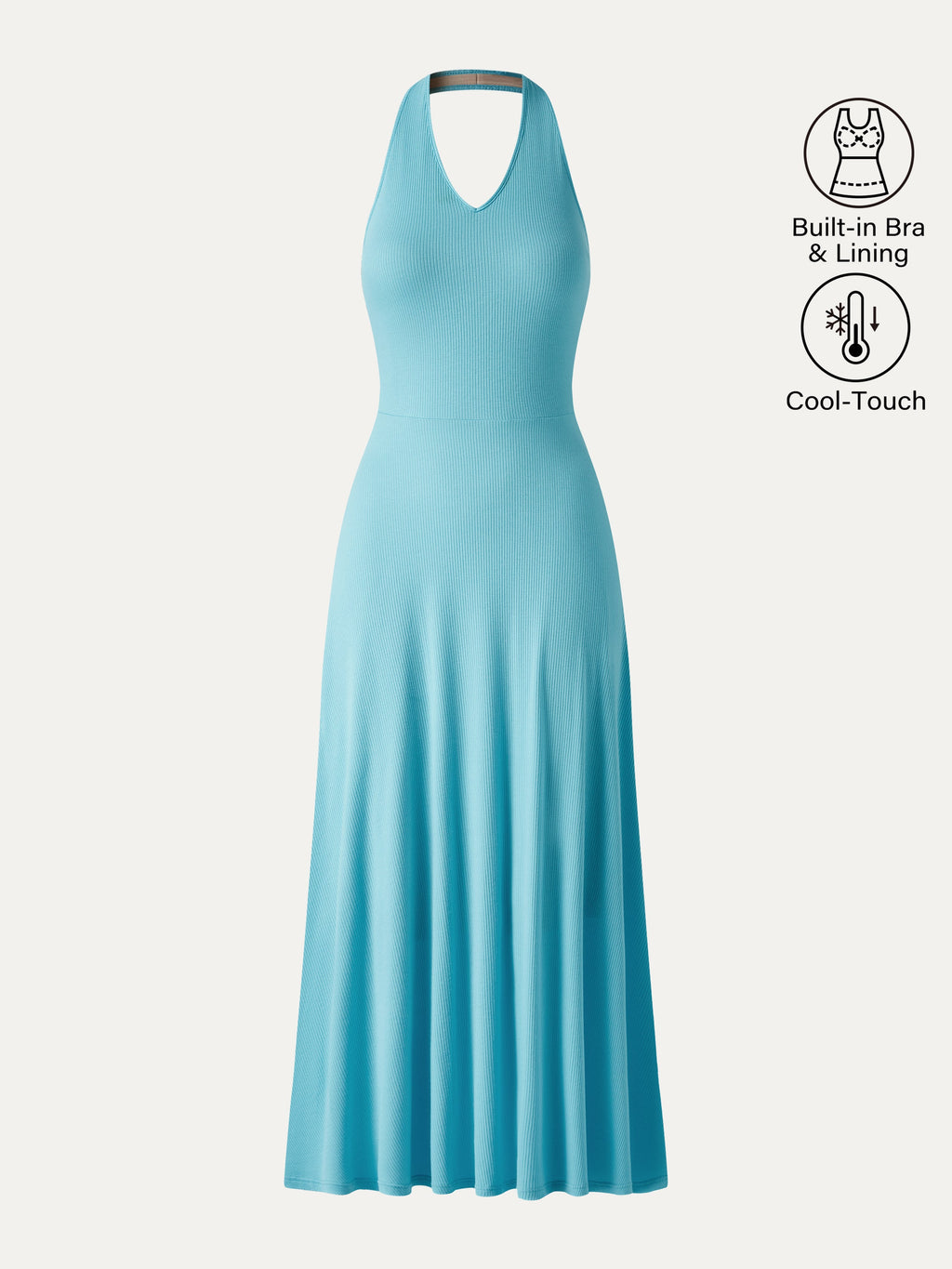Vestido brami midi línea A de cuello halter, tacto fresco