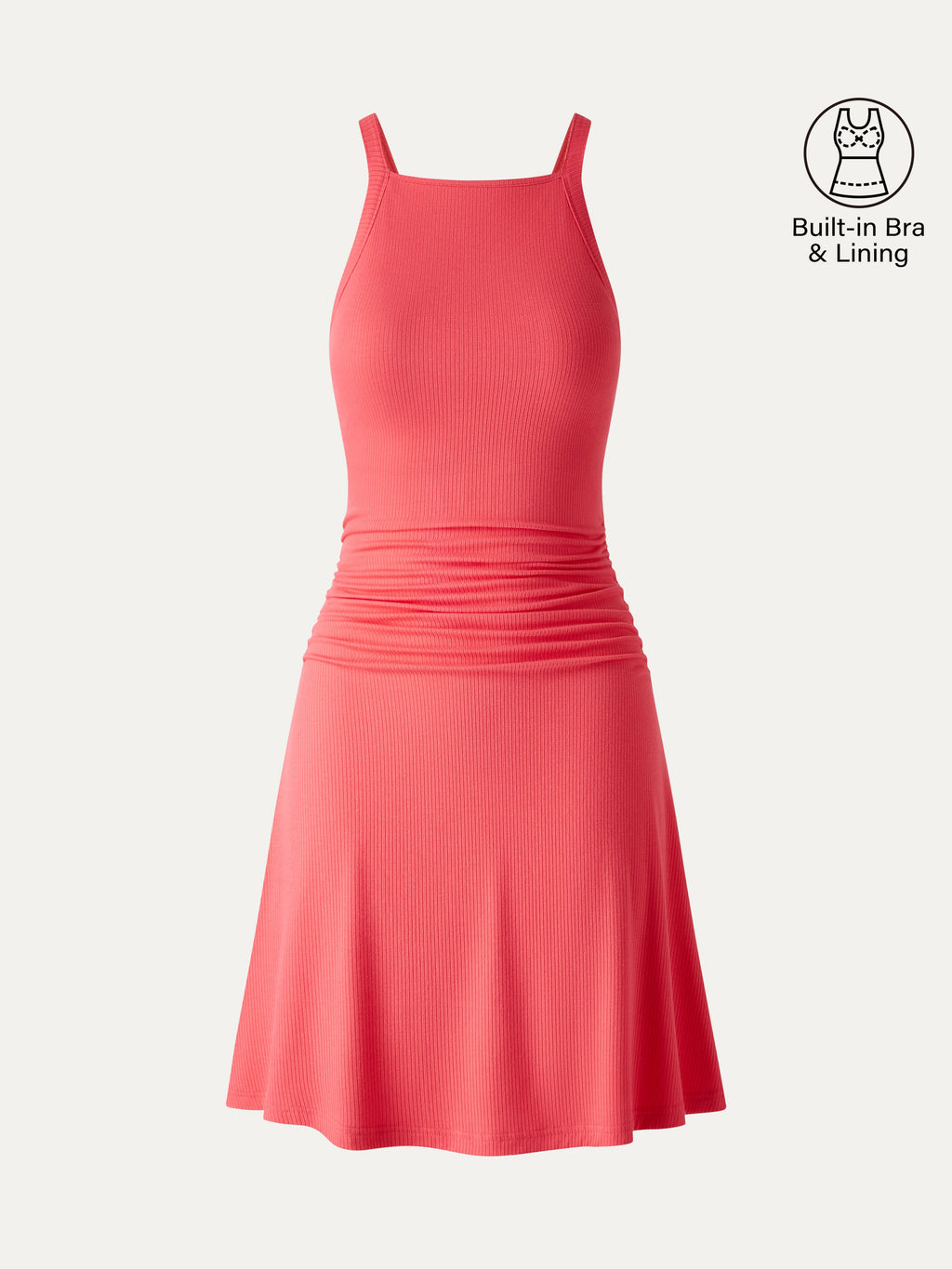 Vestido corto brami de cuello cuadrado fruncido y sensación fresca