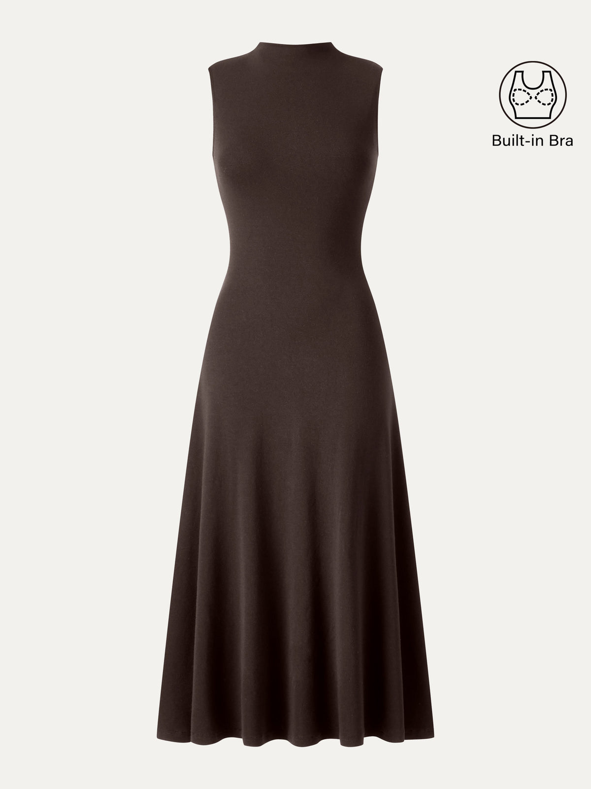 Vestido brami midi línea A de cuello alto sin mangas