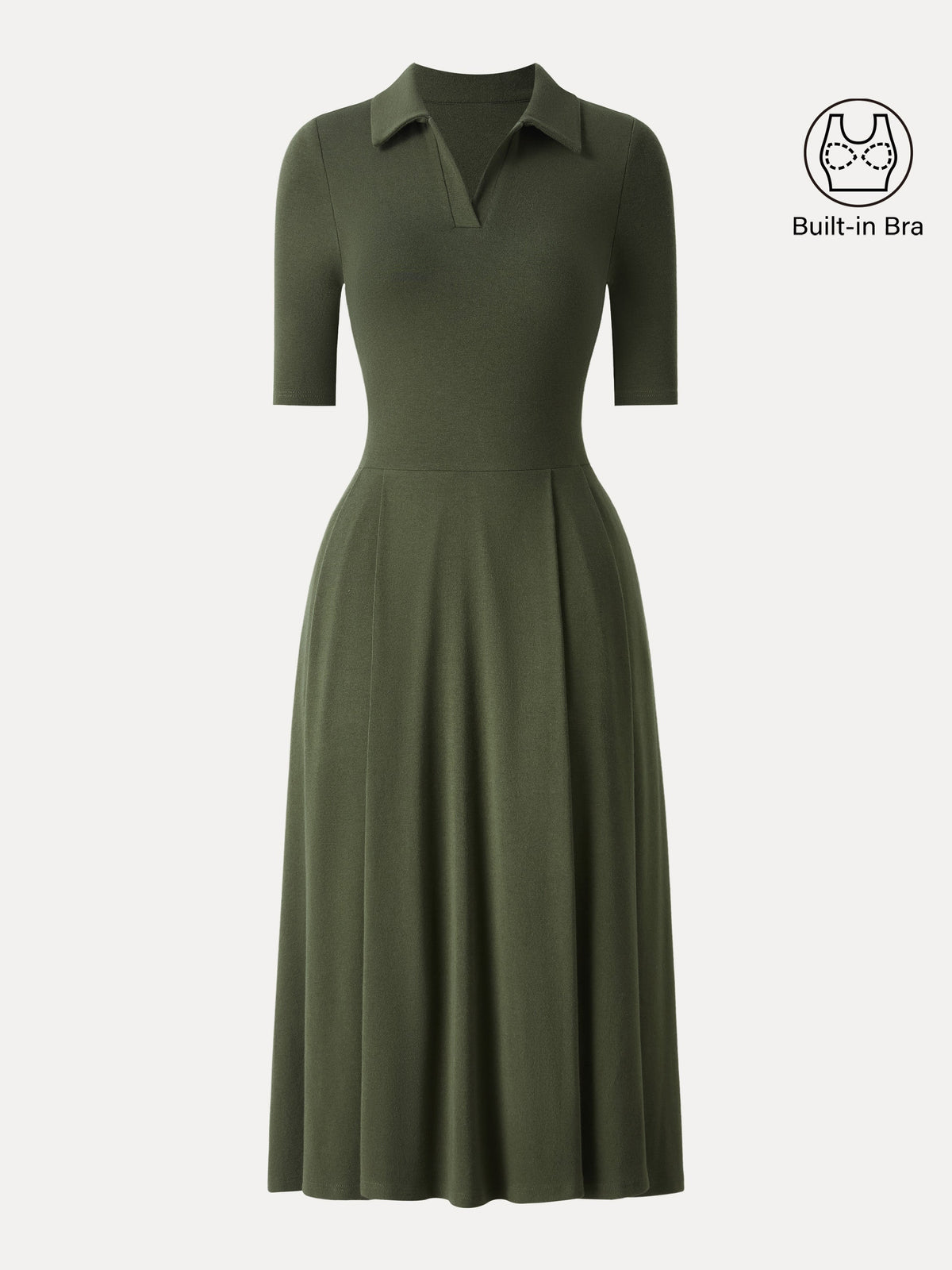 Vestido midi brami de cuello polo y manga a codo
