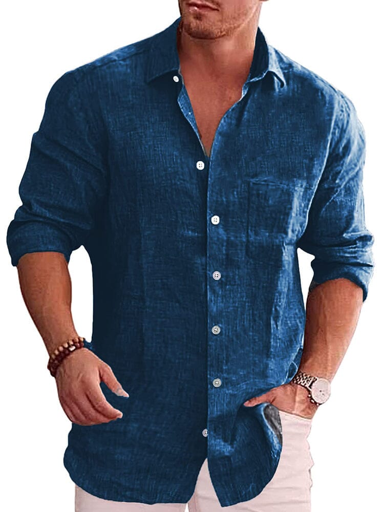 Camisa casual clásica de botones de lino