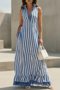 Vestido maxi Natalie de rayas con cremallera en el cuello