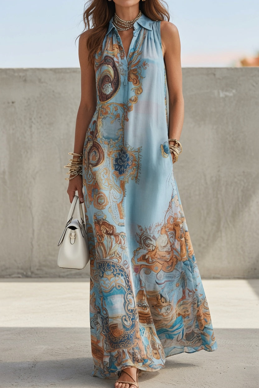 Vestido maxi Luna vintage sin mangas