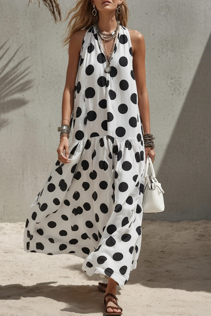 Vestido maxi Natalie de lunares grandes
