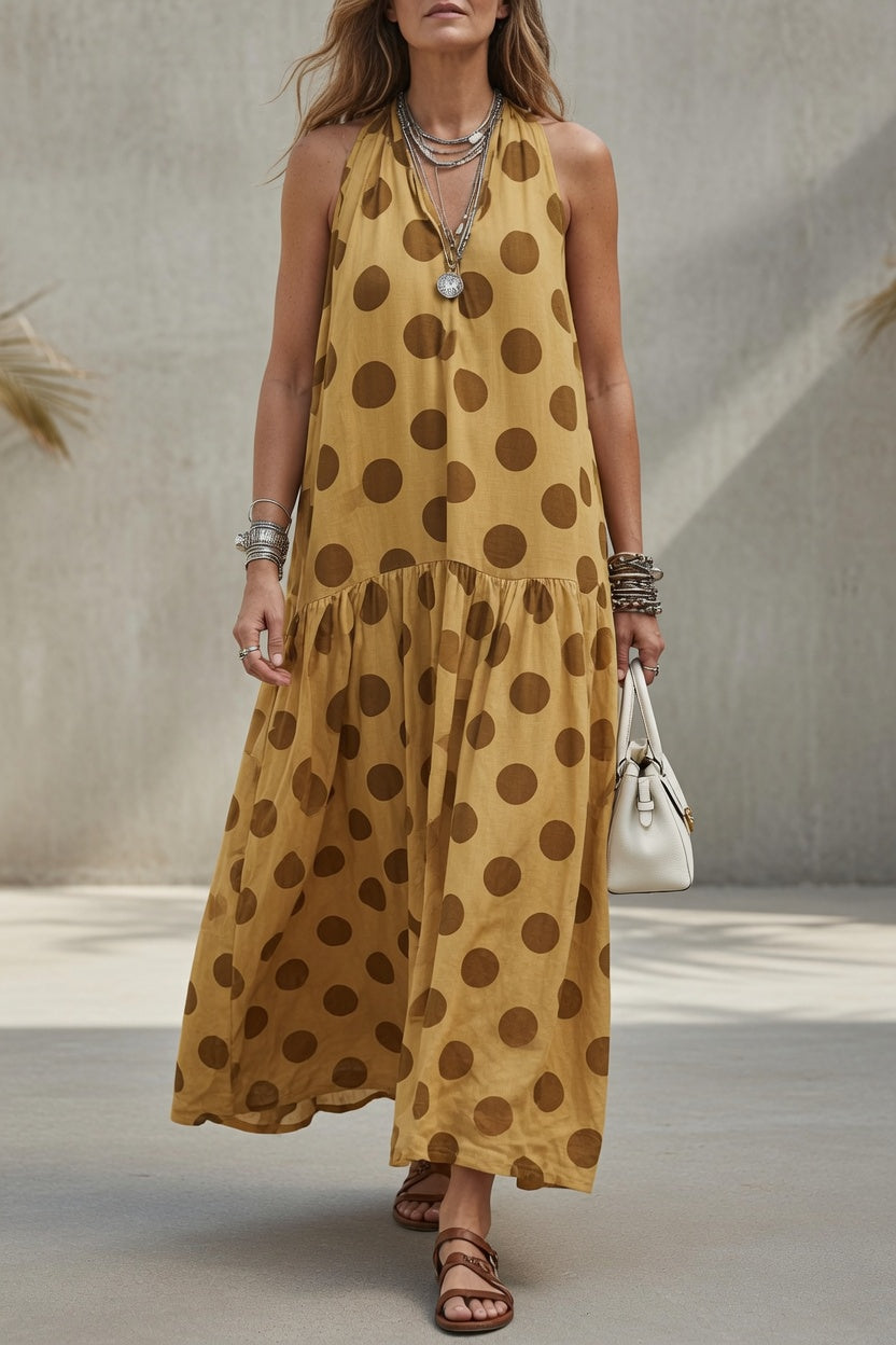 Vestido maxi Natalie de lunares grandes