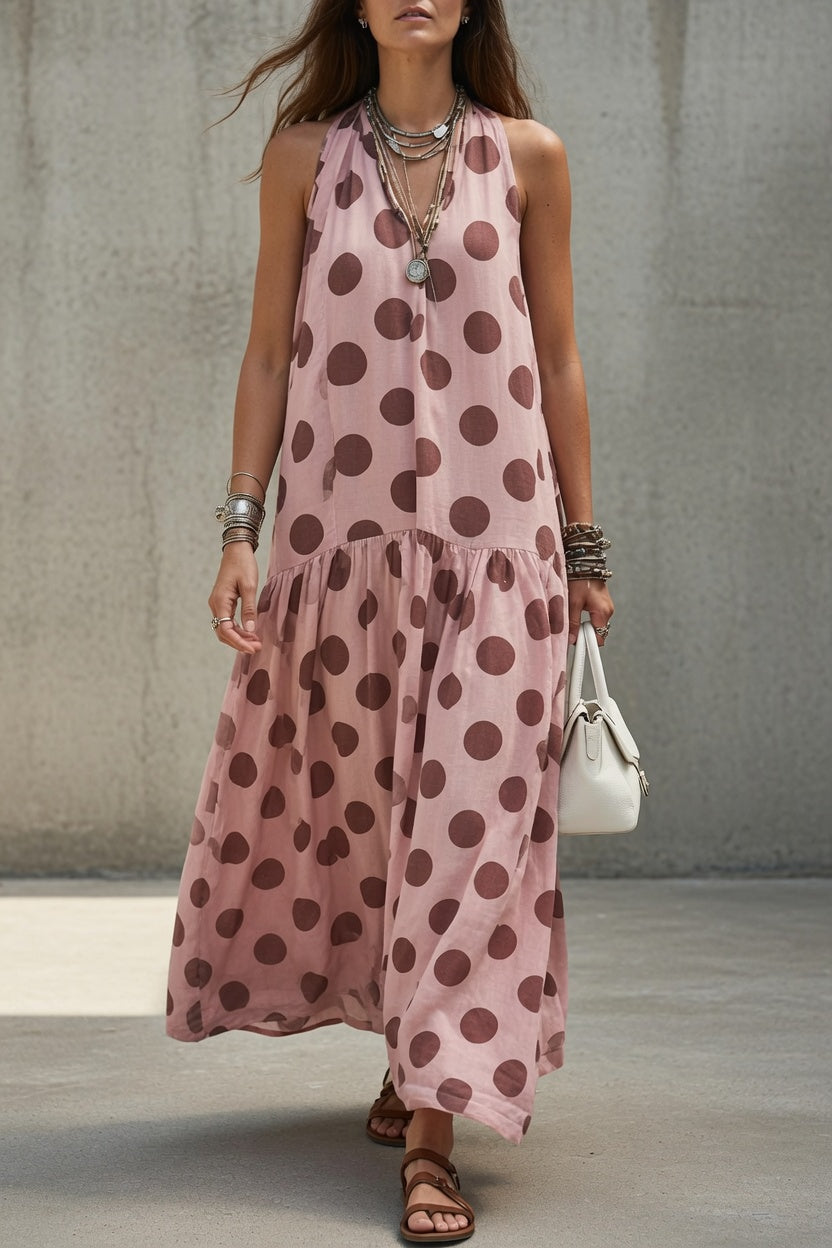 Vestido maxi Natalie de lunares grandes