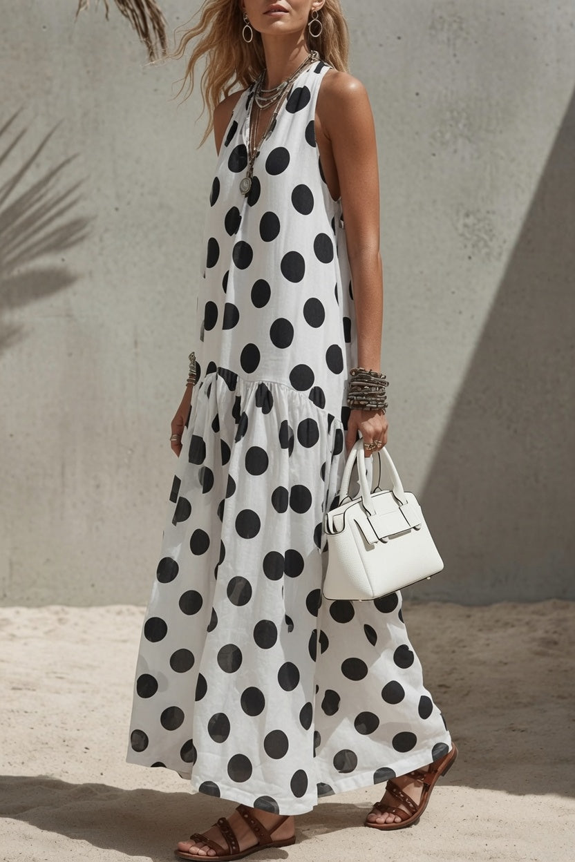 Vestido maxi Natalie de lunares grandes