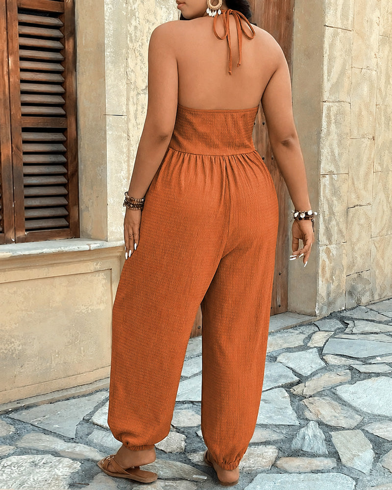 Mono halter de pierna ancha con puños elásticos
