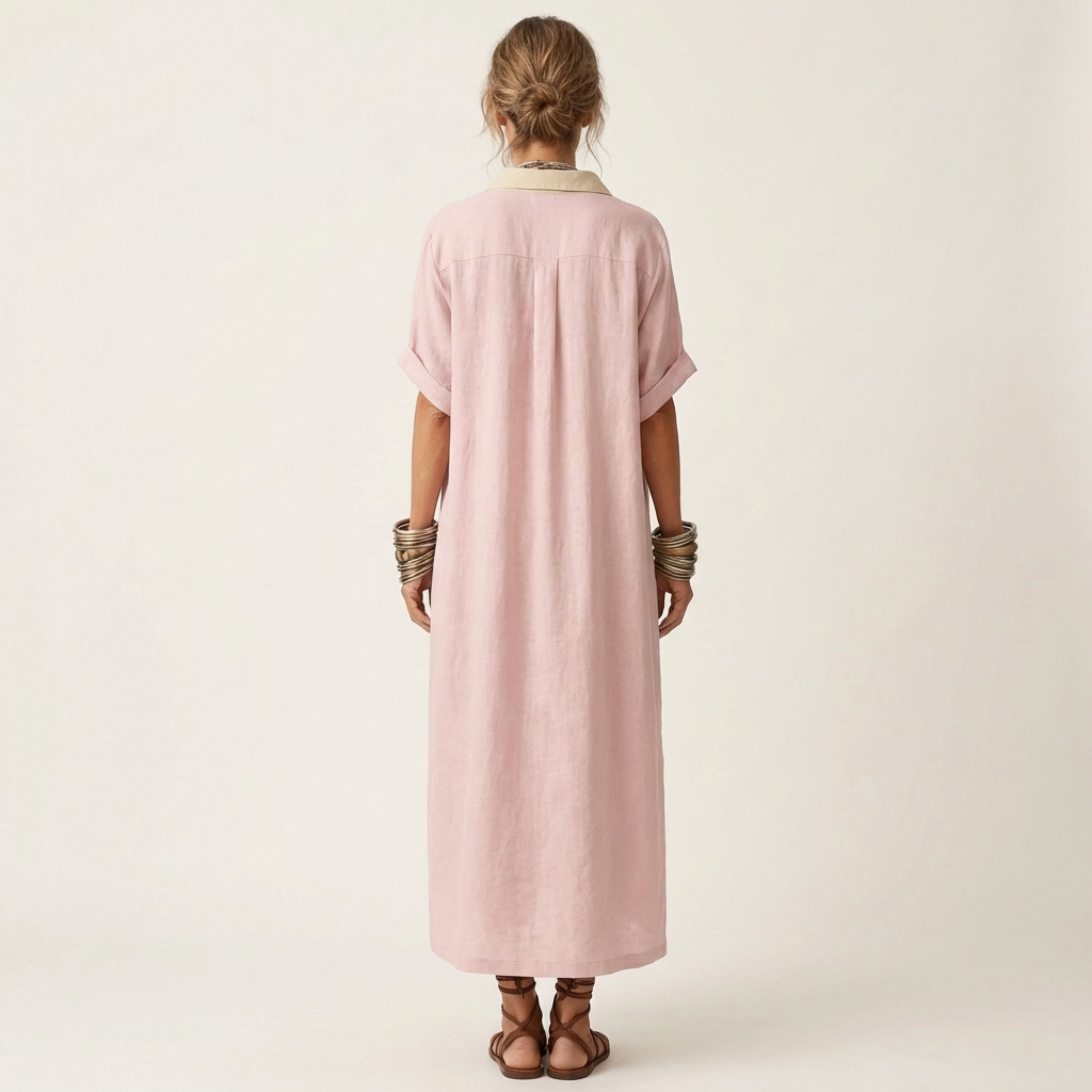 Vestido camisero maxi Kamira con cuello de contraste